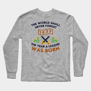 1937 The Year A Legend Was Born Dragons and Swords Design Long Sleeve T-Shirt